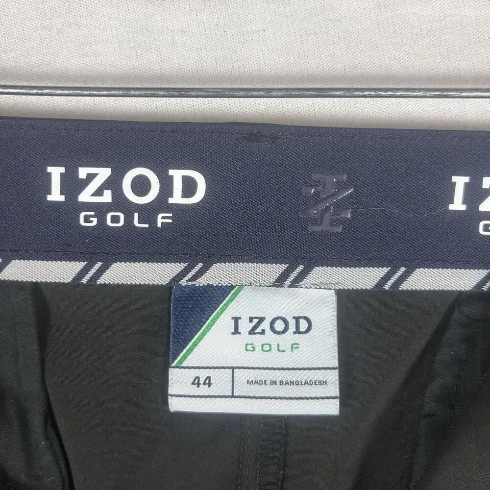 Izod Golf Shorts Mens 44 Casual Blk Khaki Chino Straight Fit Lightweight Pocket